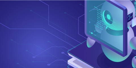 Monitor over blue background
